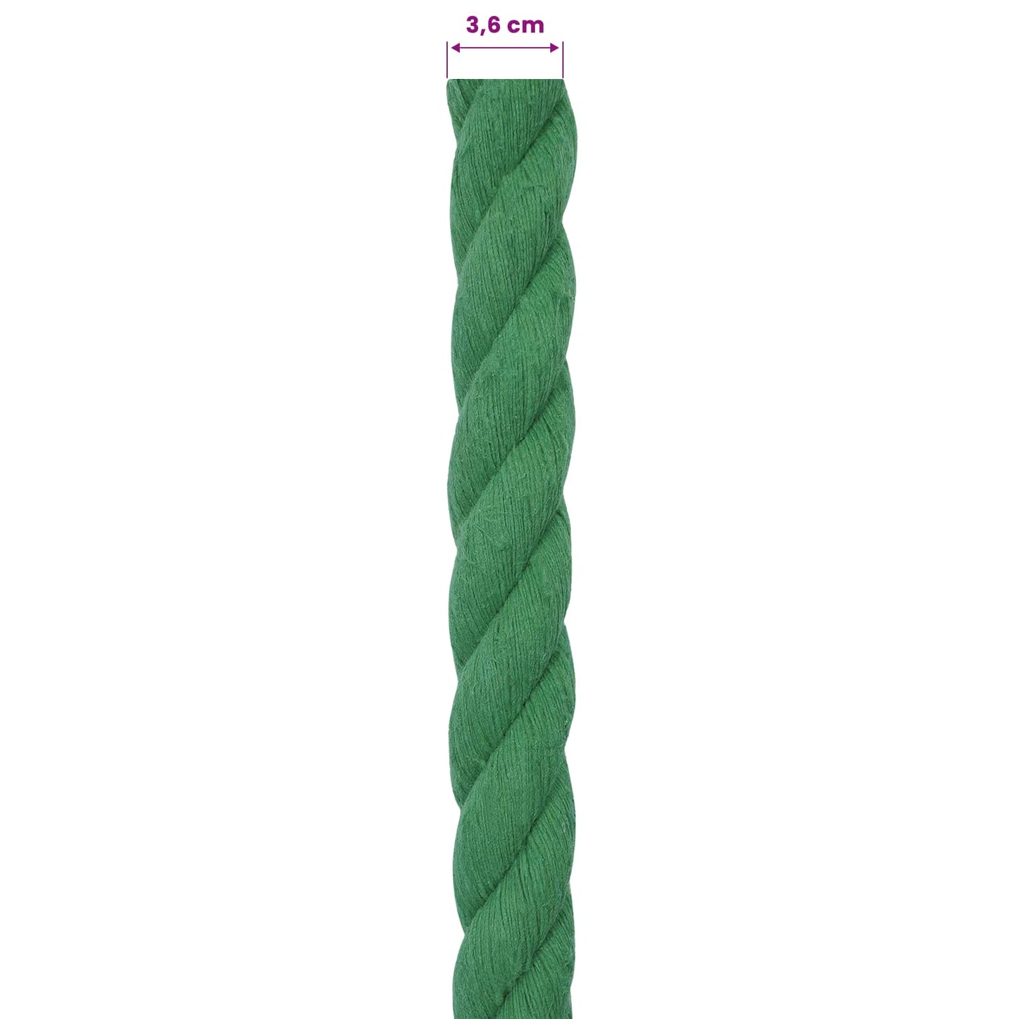 vidaXL Σχοινί Πράσινο 3,6 x 3,6 x 1000 εκ Βαμβάκι