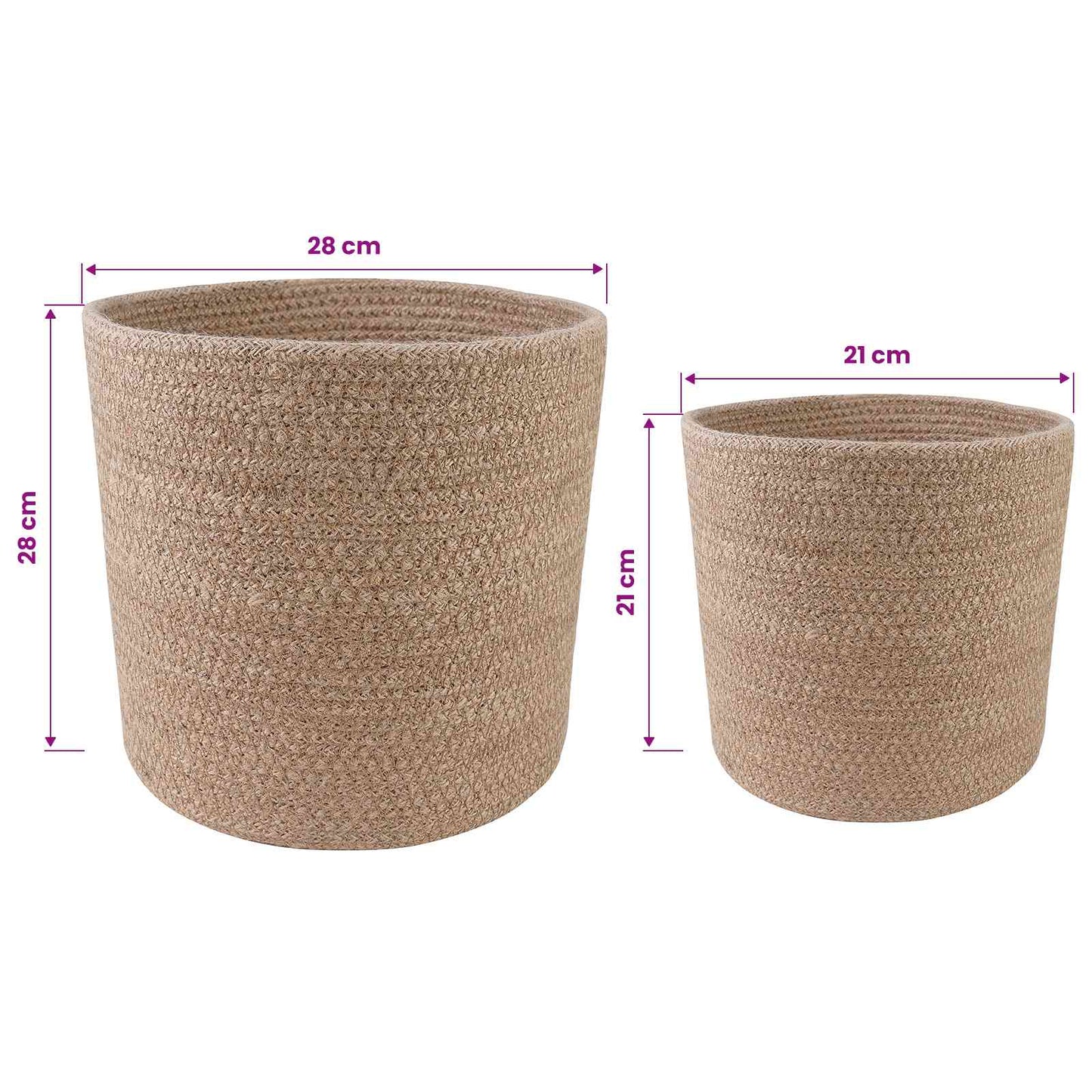 vidaXL Σετ Γλαστρών 2 pcs Φυσικό Ø 28 x 28 εκ 100% Γιούτα Τοσσά