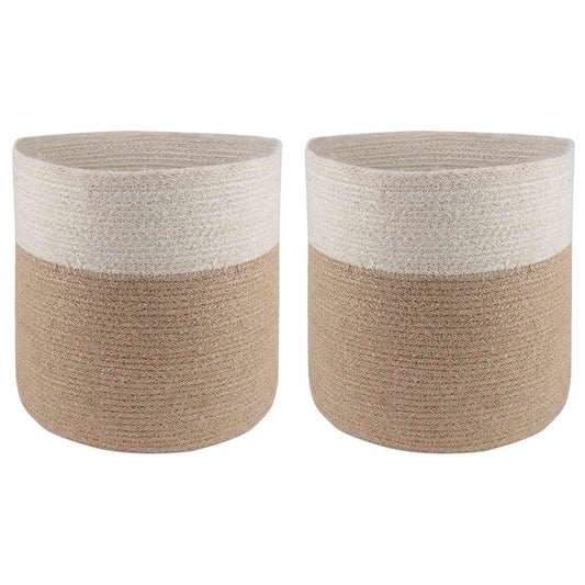vidaXL Σετ Γλαστρών 2 pcs Φυσικό και Λευκό Ø 28 x 28 εκ