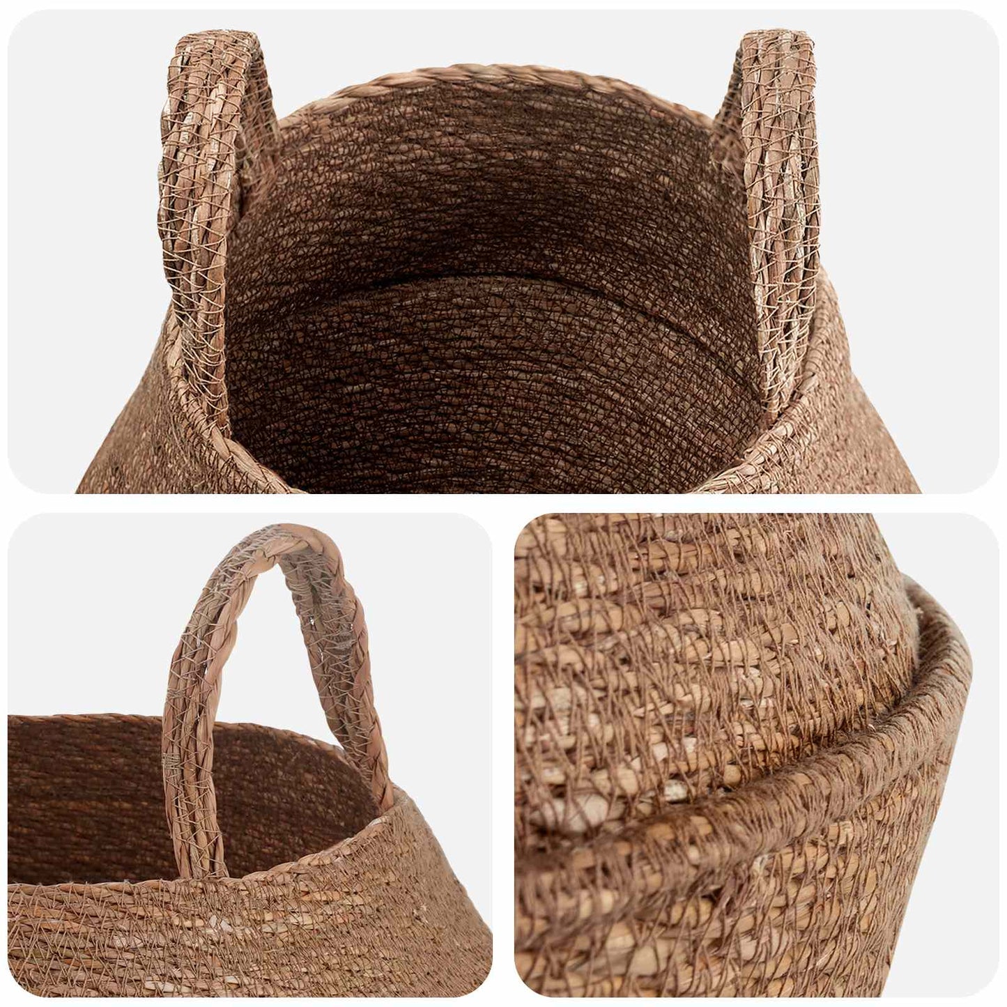 vidaXL Γλάστρα με Χερούλια 2 pcs Φυσικό Ø 22 x 20 cm 100% Θαλασσόχορτο