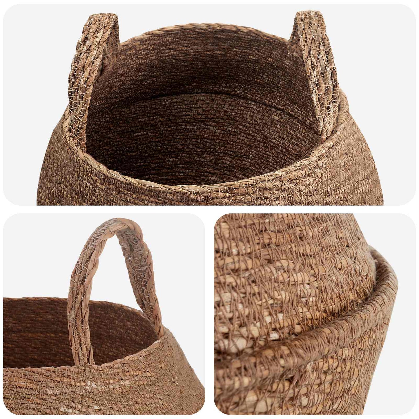 vidaXL Γλάστρα με Χερούλια 2 pcs Φυσικό Ø 32 x 32 cm 100% Θαλασσόχορτο