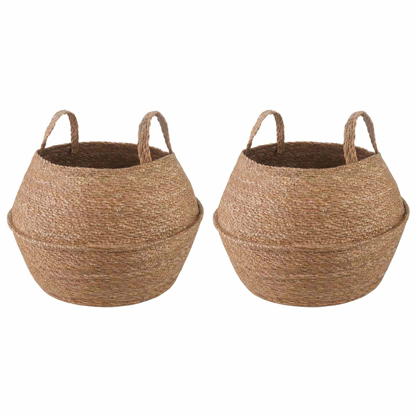 vidaXL Γλάστρα με Χερούλια 2 pcs Φυσικό Ø 32 x 32 cm 100% Θαλασσόχορτο