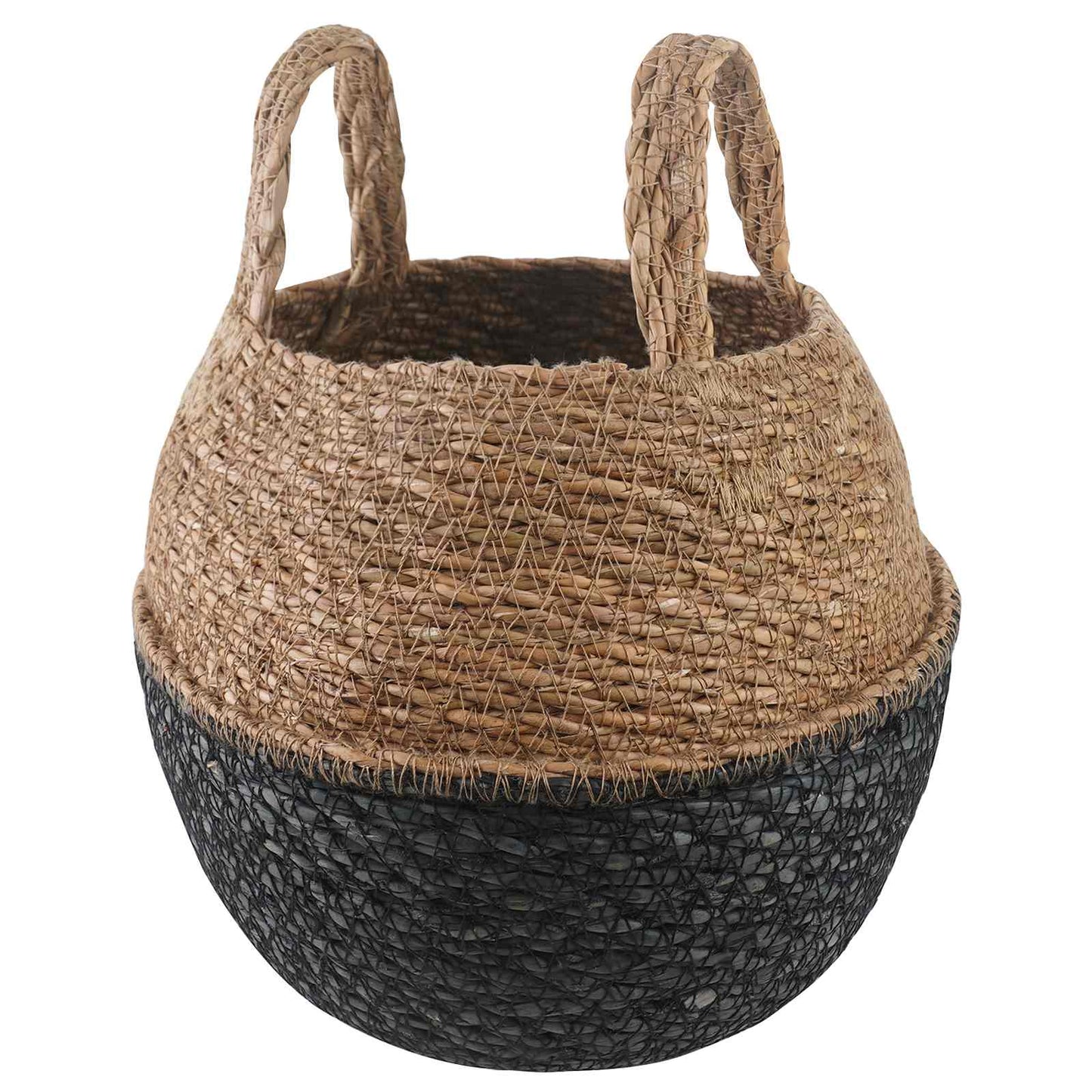 vidaXL Γλάστρα με Χερούλια Μαύρο Ø 22 x 20 cm 100% Θαλασσόχορτο