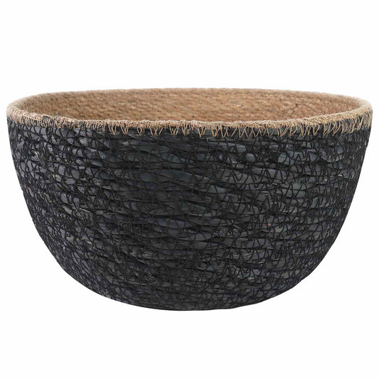 vidaXL Γλάστρα με Χερούλια Μαύρο Ø 22 x 20 cm 100% Θαλασσόχορτο