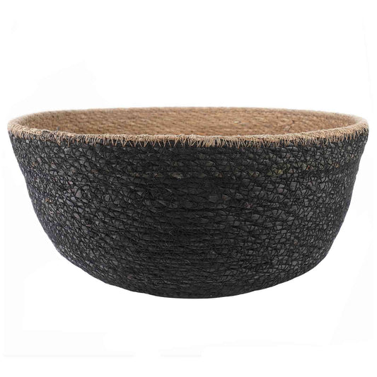 vidaXL Γλάστρα με Χερούλια Μαύρο Ø 45 x 36 cm 100% Θαλασσόχορτο