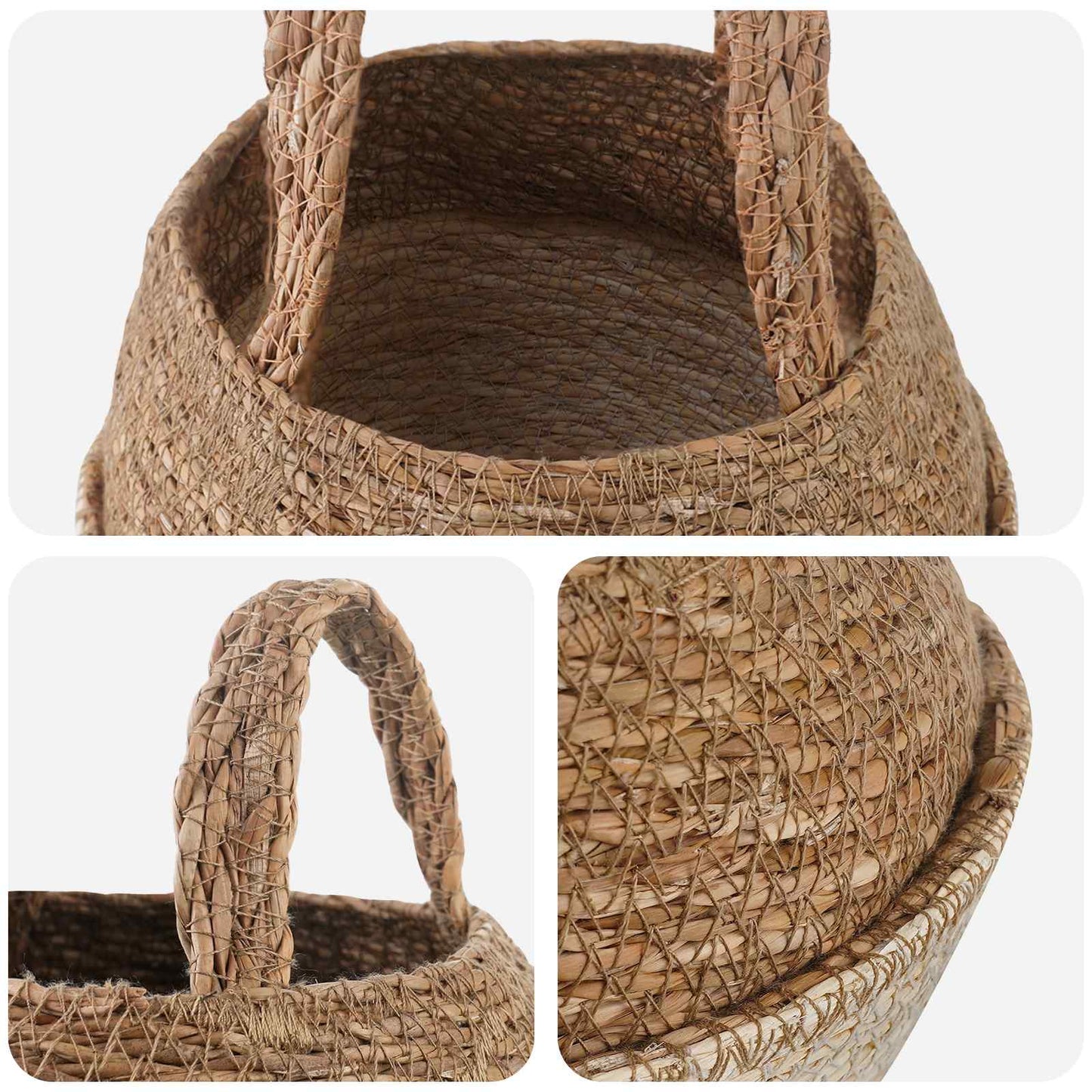 vidaXL Γλάστρα με Χερούλια Λευκό Ø 22 x 20 cm 100% Θαλασσόχορτο
