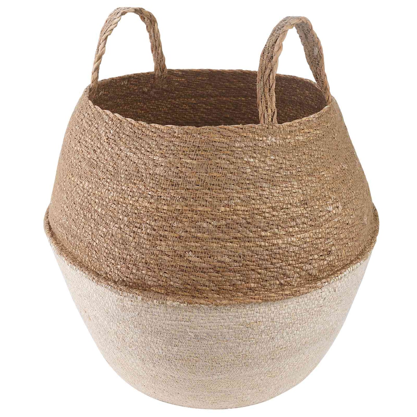 vidaXL Γλάστρα με Χερούλια Λευκό Ø 32 x 32 cm 100% Θαλασσόχορτο