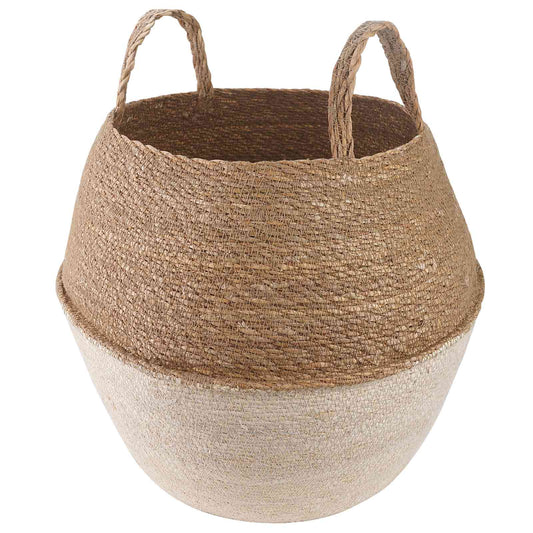 vidaXL Γλάστρα με Χερούλια Λευκό Ø 32 x 32 cm 100% Θαλασσόχορτο