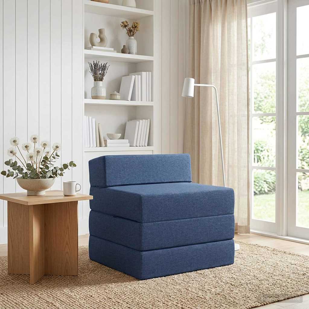 vidaXL Κρεβάτι Καναπέ Αναδιπλούμενο Μπλε 200 x 70 x 15 εκ. Ύφασμα