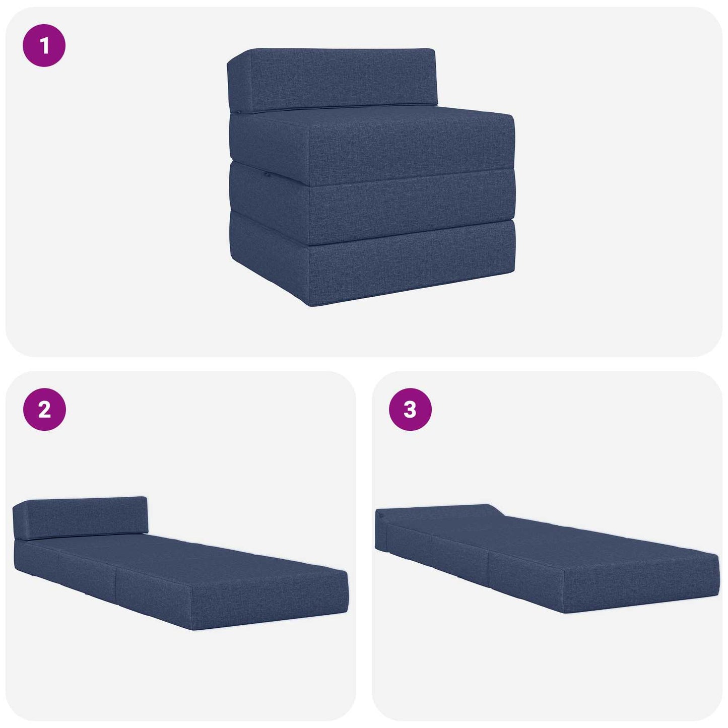 vidaXL Κρεβάτι Καναπέ Αναδιπλούμενο Μπλε 200 x 70 x 15 εκ. Ύφασμα