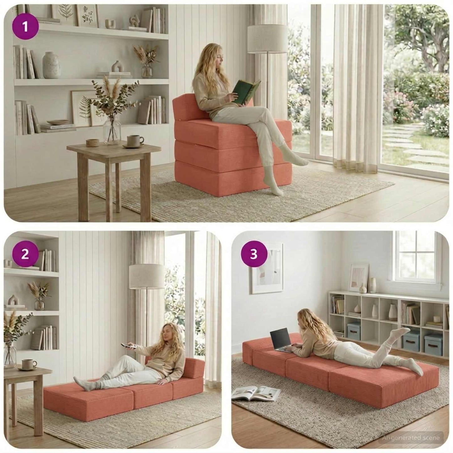 vidaXL Κρεβάτι Καναπέ Αναδιπλούμενο Κόκκινο Πορτοκαλί