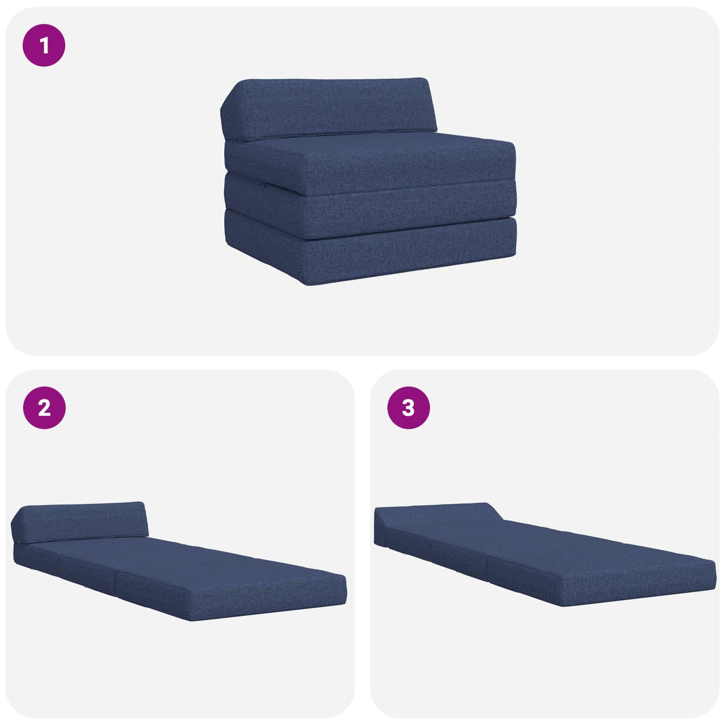 vidaXL Κρεβάτι Καναπέ Αναδιπλούμενο Μπλε 200 x 70 x 10 εκ. Ύφασμα