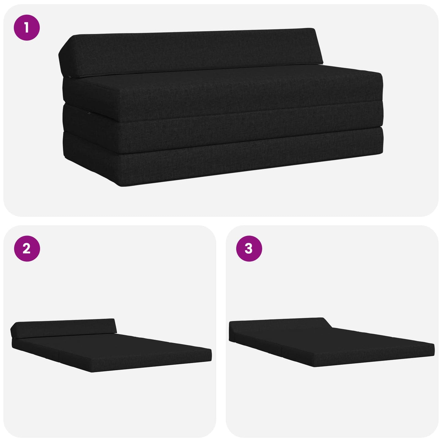 vidaXL Κρεβάτι Καναπέ Αναδιπλούμενο Μαύρο 120 x 60 x 49 εκ Ύφασμα
