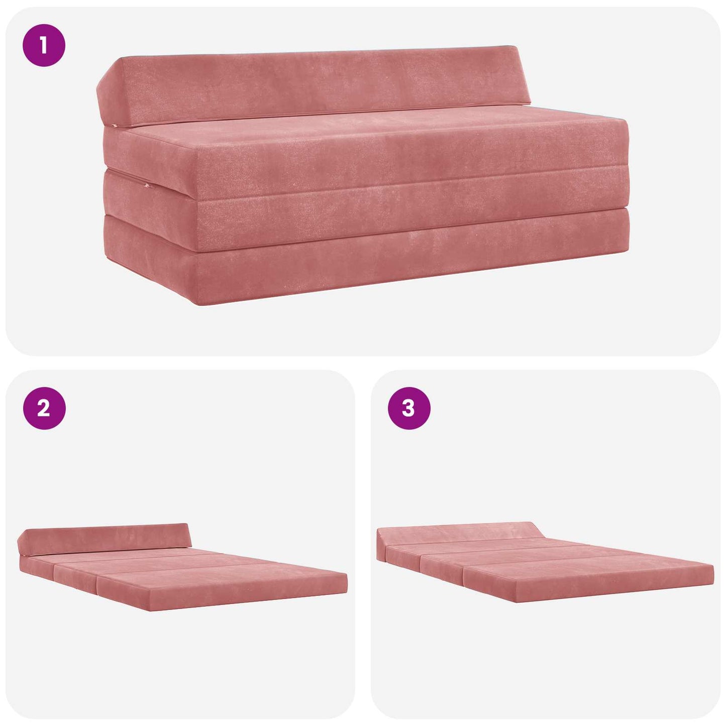 vidaXL Κρεβάτι Καναπέ Αναδιπλούμενο Ροζ 120 x 60 x 49 εκ Ύφασμα
