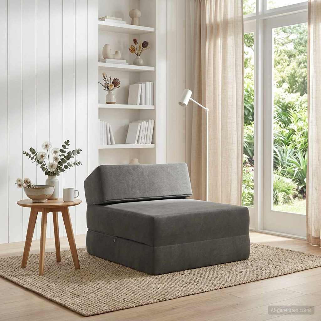 vidaXL Κρεβάτι Καναπέ Αναδιπλούμενο Σκούρο Γκρι 60 x 70 x 41 εκ Ύφασμα