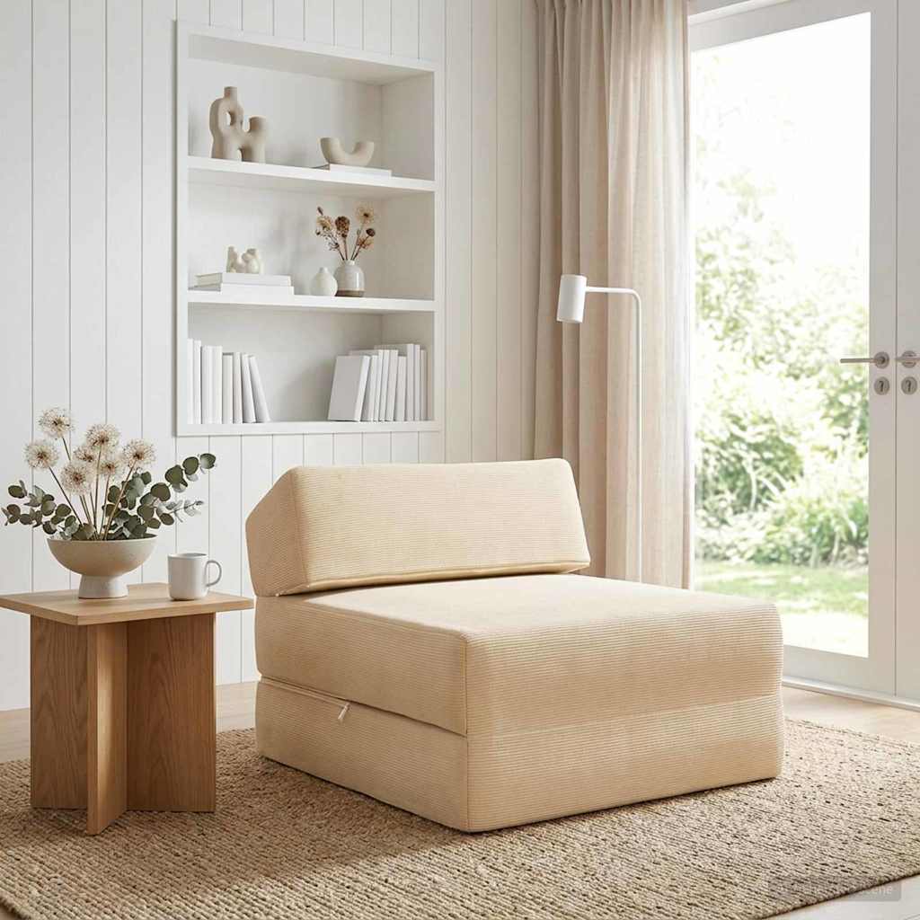 vidaXL Κρεβάτι Καναπέ Αναδιπλούμενο Κρεμ 60 x 70 x 41 εκ Ύφασμα