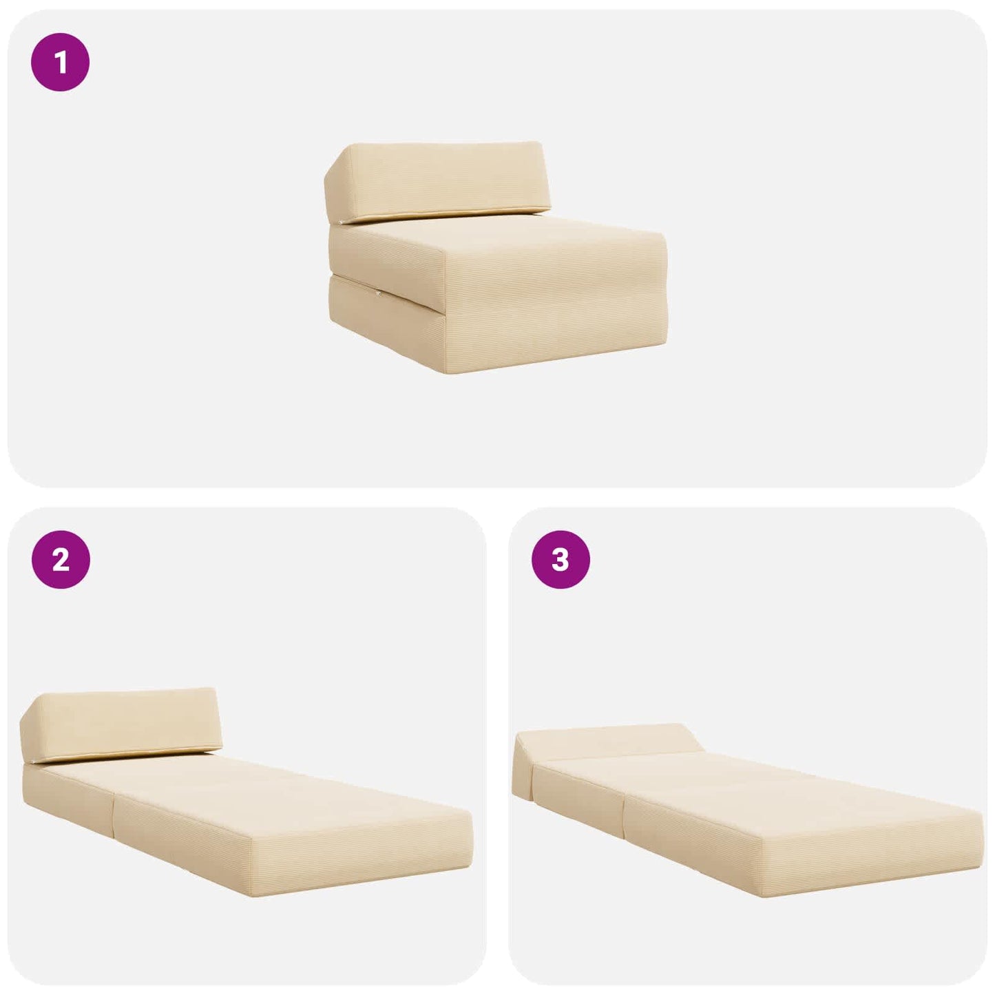 vidaXL Κρεβάτι Καναπέ Αναδιπλούμενο Κρεμ 60 x 70 x 41 εκ Ύφασμα