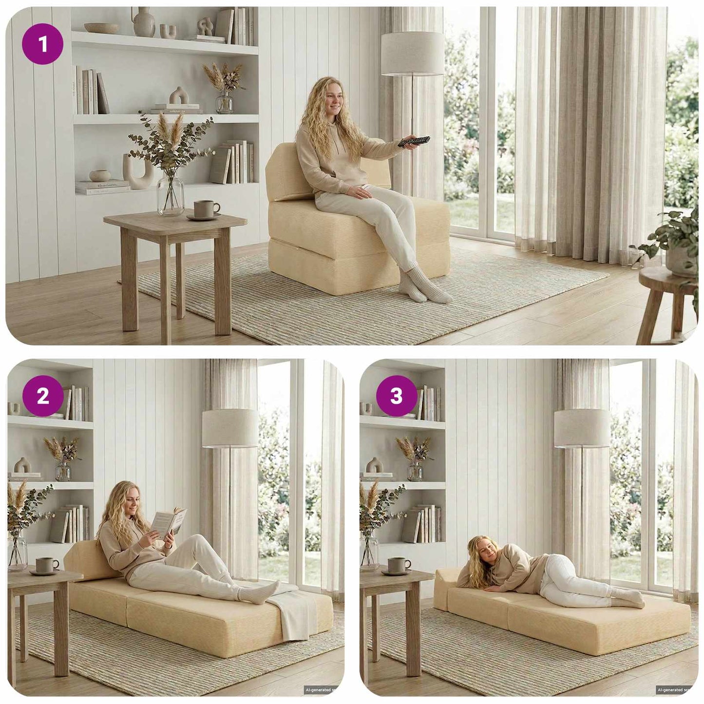 vidaXL Κρεβάτι Καναπέ Αναδιπλούμενο Κρεμ 60 x 70 x 41 εκ Ύφασμα
