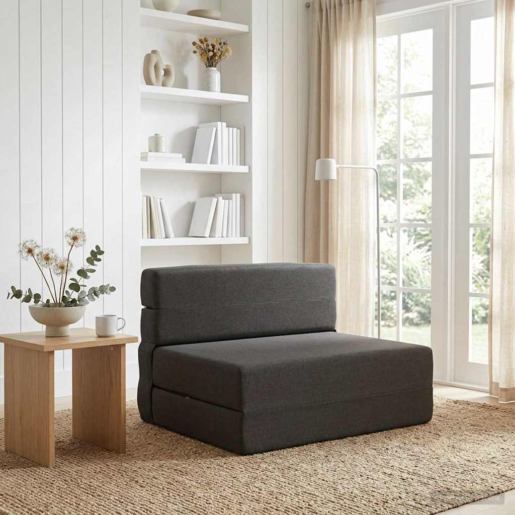 vidaXL Κρεβάτι Καναπέ Αναδιπλούμενο Σκούρο Γκρι 70 x 72 x 60 εκ Ύφασμα