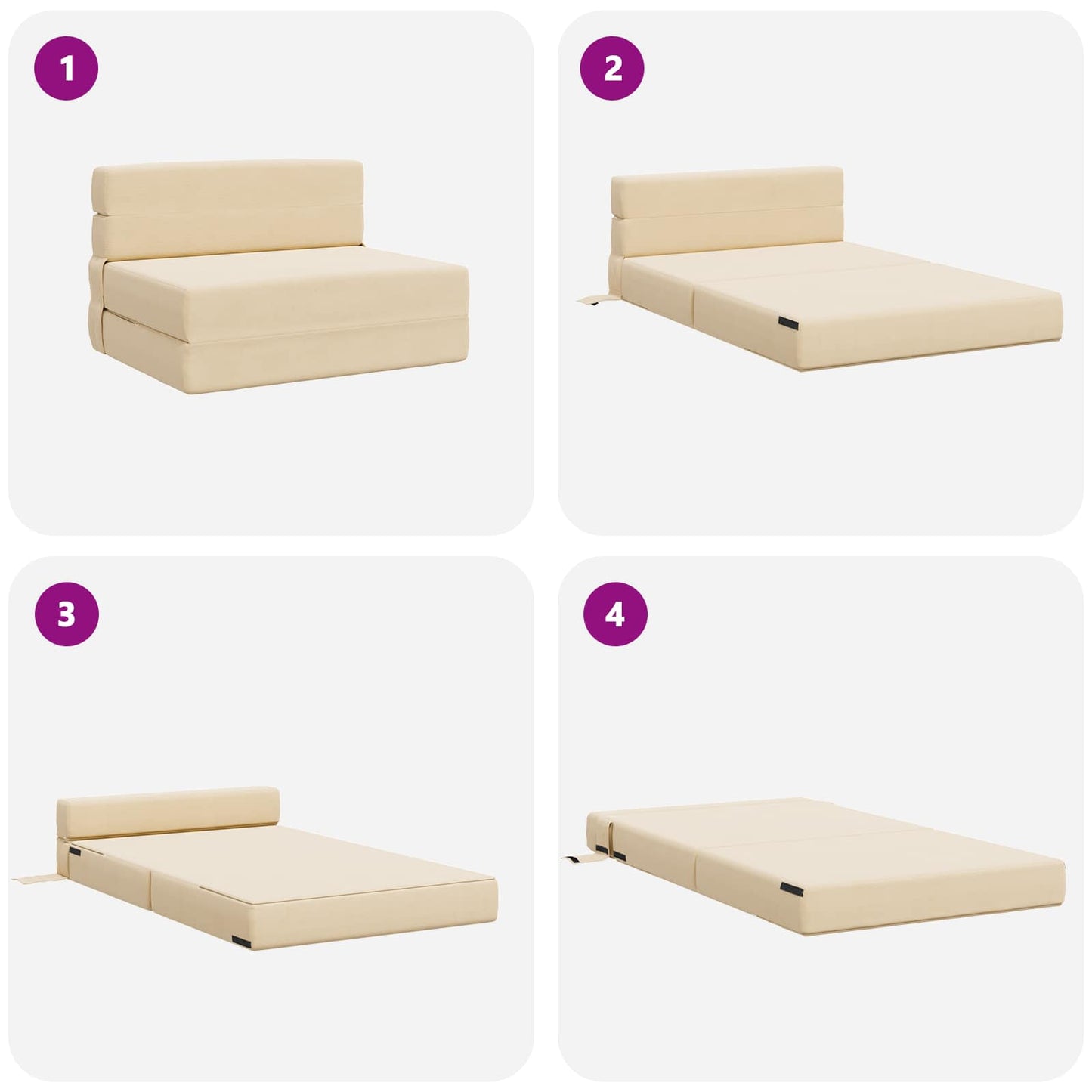 vidaXL Κρεβάτι Καναπέ Αναδιπλούμενο Κρεμ 70 x 72 x 60 εκ Ύφασμα