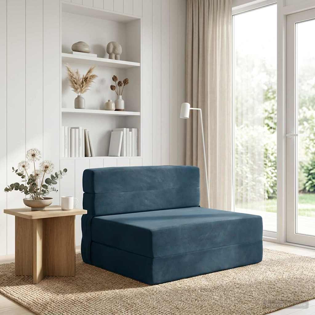 vidaXL Κρεβάτι Καναπέ Αναδιπλούμενο Μπλε 100 x 80 x 60 εκ. Ύφασμα