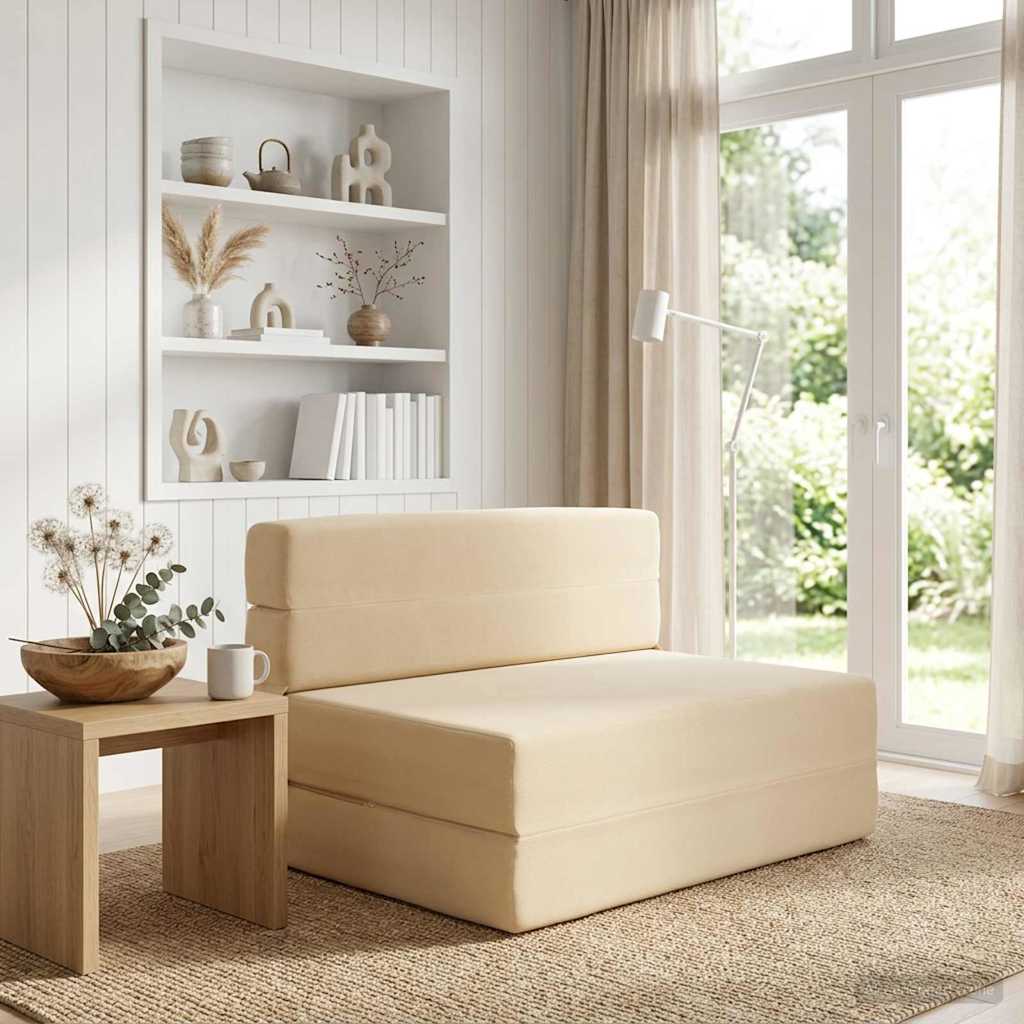 vidaXL Κρεβάτι Καναπέ Αναδιπλούμενο Κρεμ 70 x 80 x 60 εκ. Ύφασμα