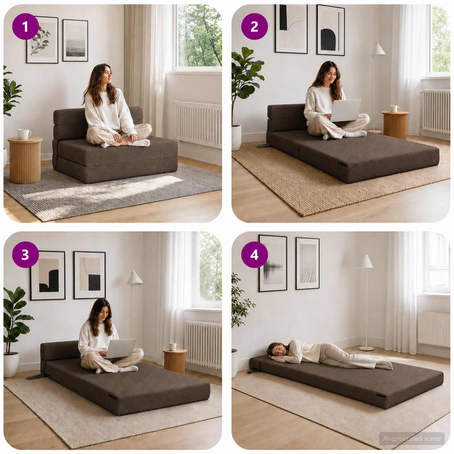 vidaXL Κρεβάτι Καναπέ Αναδιπλούμενο Taupe 100 x 80 x 60 εκ. Ύφασμα