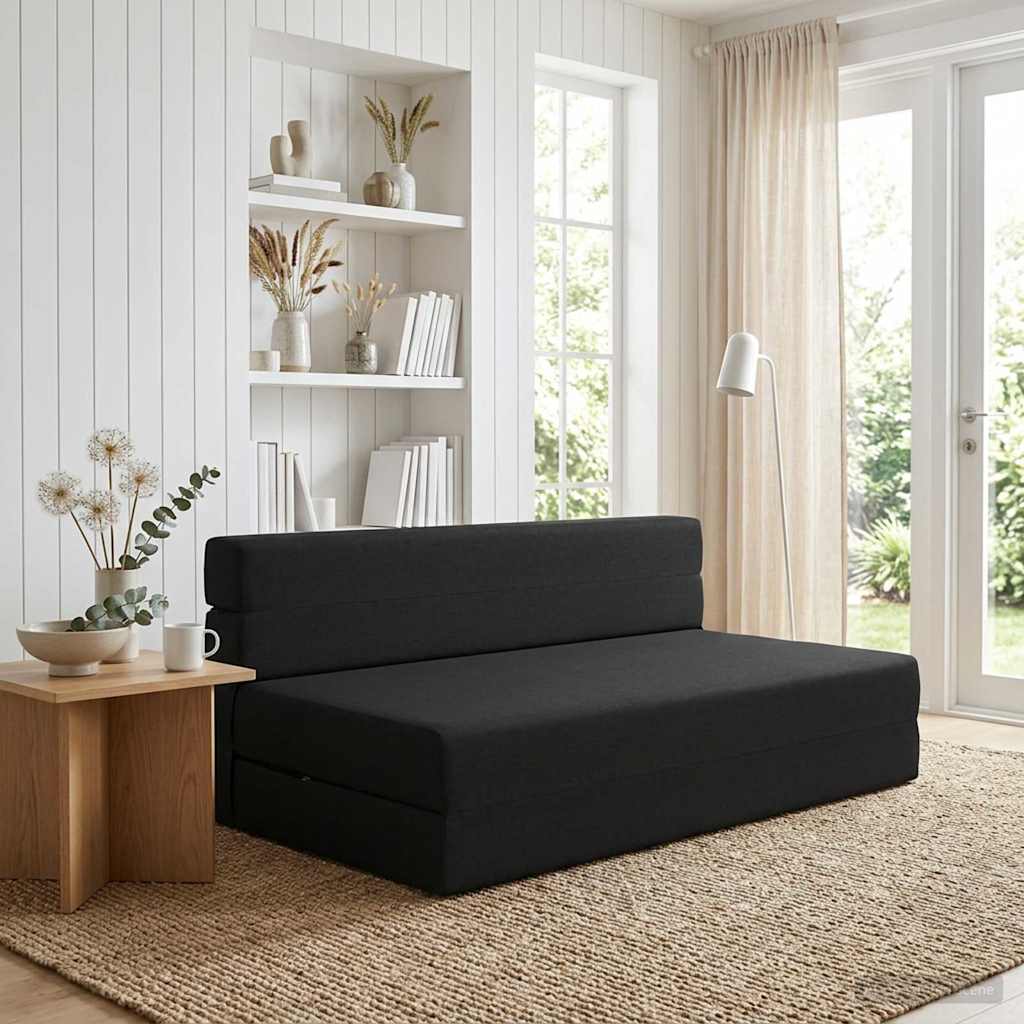 vidaXL Κρεβάτι Καναπέ Αναδιπλούμενο Μαύρο 152 x 86,5 x 60 εκ. Ύφασμα