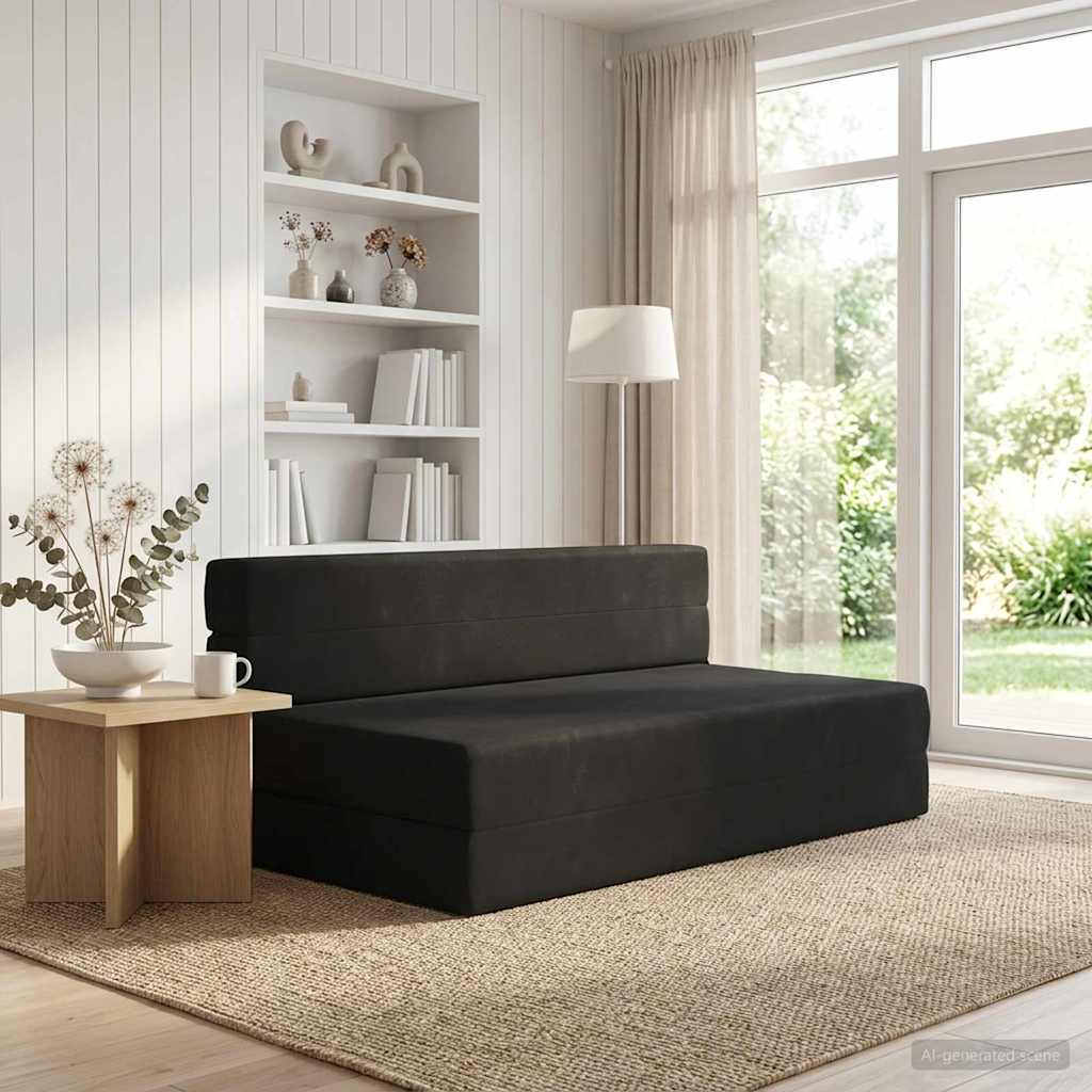 vidaXL Κρεβάτι Καναπέ Αναδιπλούμενο Μαύρο 152 x 86,5 x 60 εκ. Ύφασμα