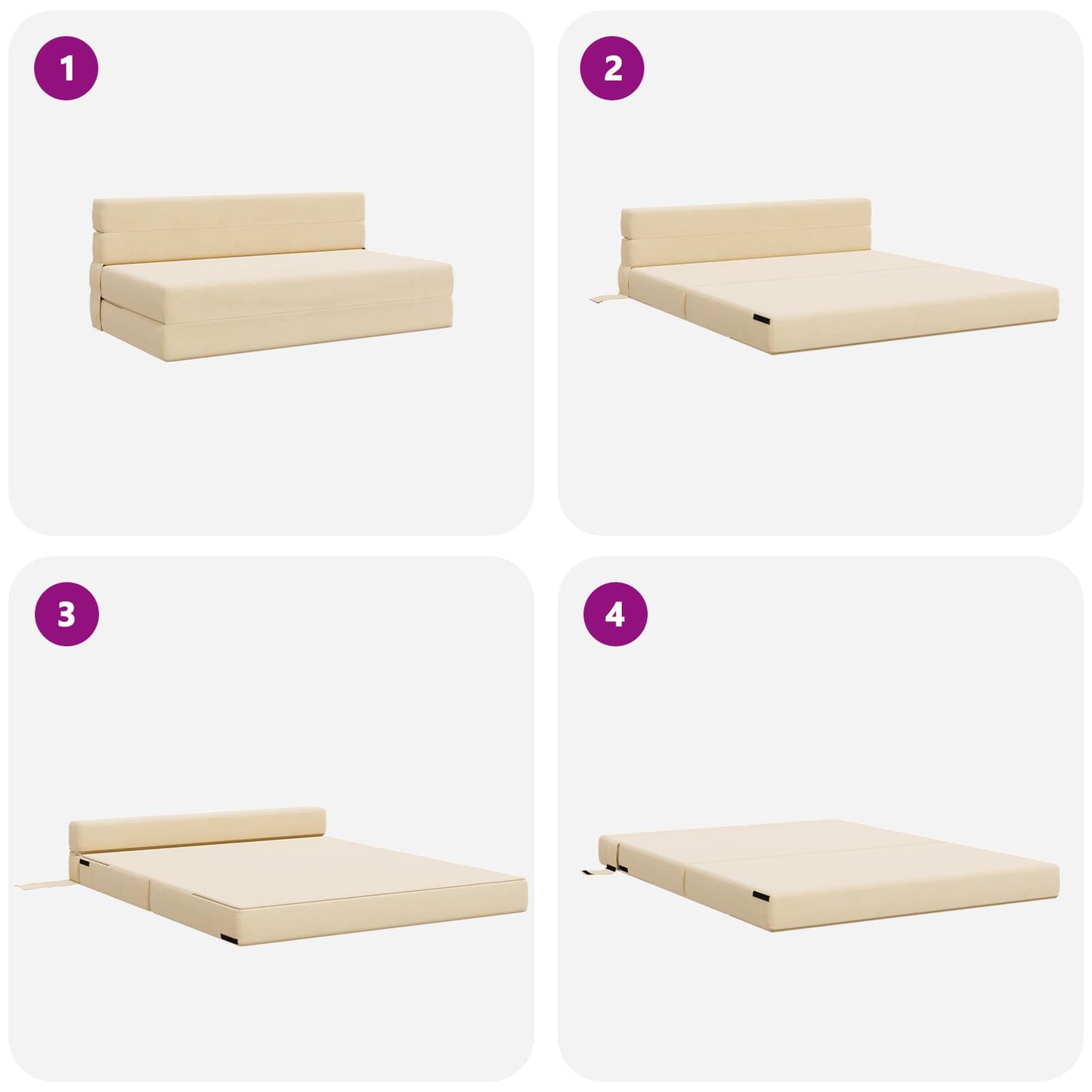 vidaXL Κρεβάτι Καναπέ Αναδιπλούμενο Κρεμ 152 x 86,5 x 60 εκ. Ύφασμα