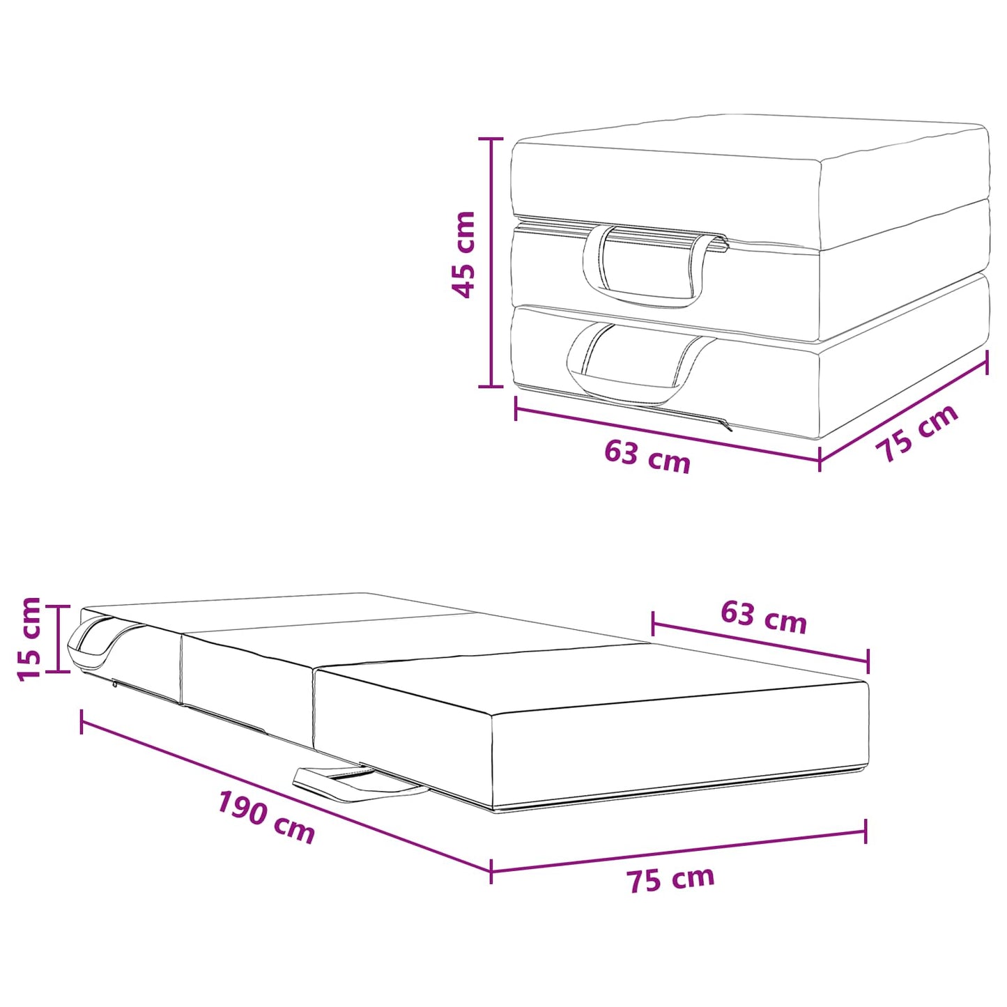 vidaXL Κρεβάτι Καναπέ Αναδιπλούμενο 75 x 63 x 45 εκ Μπλε