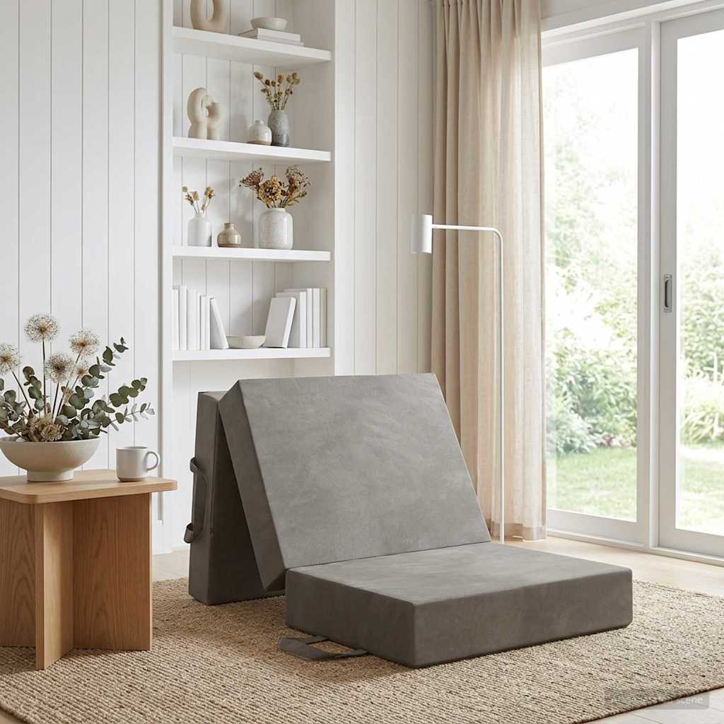 vidaXL Κρεβάτι Καναπέ Αναδιπλούμενο 200 x 75 x 15 cm Ανοιχτό γκρι