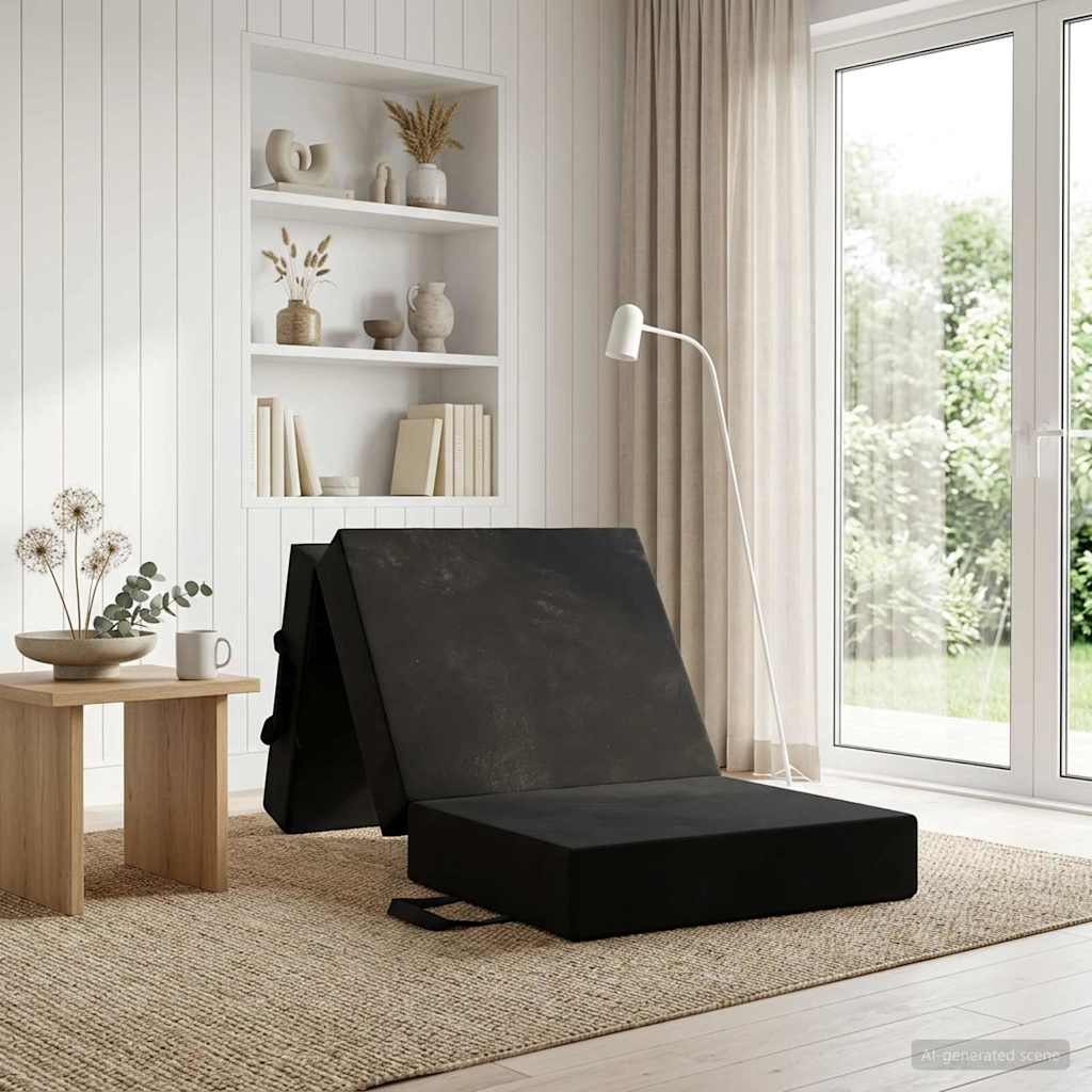 vidaXL Κρεβάτι Καναπέ Αναδιπλούμενο 190 x 75 x 15 cm Μαύρο