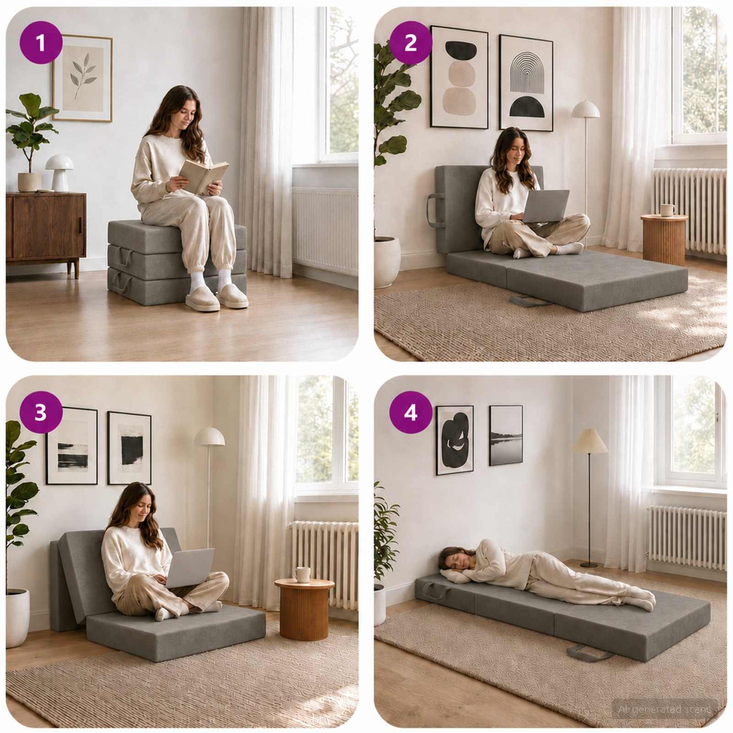 vidaXL Κρεβάτι Καναπέ Αναδιπλούμενο 190 x 90 x 15 cm Ανοιχτό γκρι