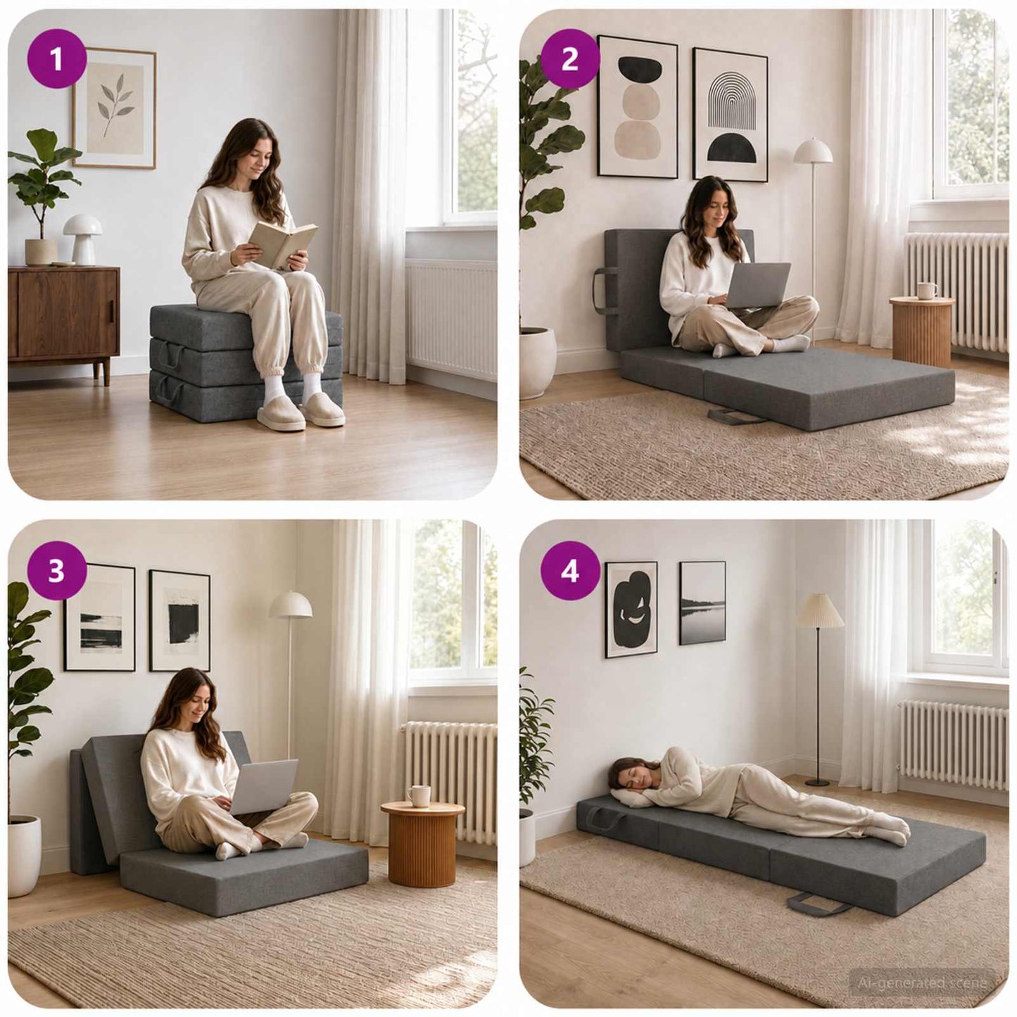 vidaXL Κρεβάτι Καναπέ Αναδιπλούμενο 200 x 75 x 15 cm Ανοιχτό γκρι