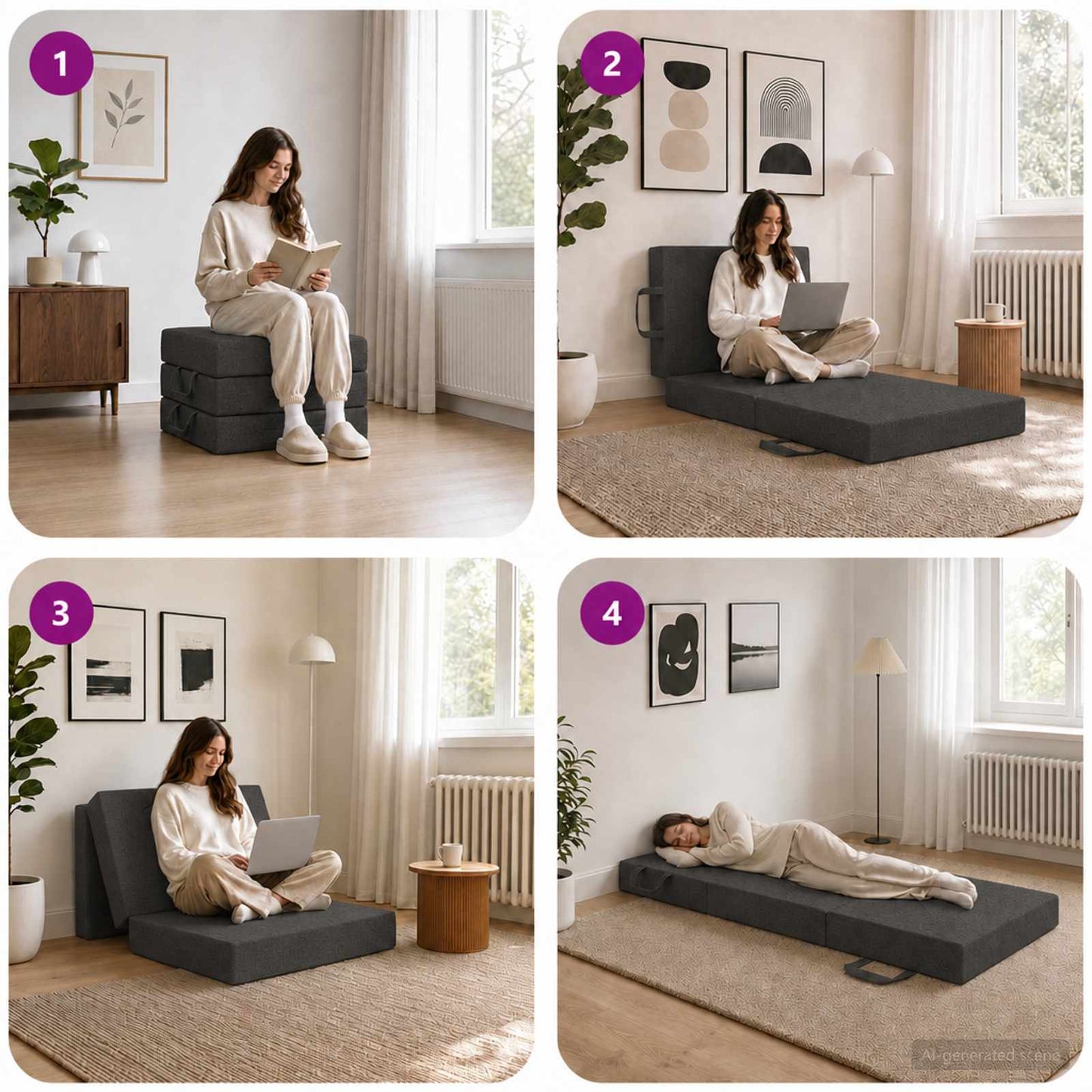 vidaXL Κρεβάτι Καναπέ Αναδιπλούμενο 200 x 75 x 15 cm Σκούρο Γκρι