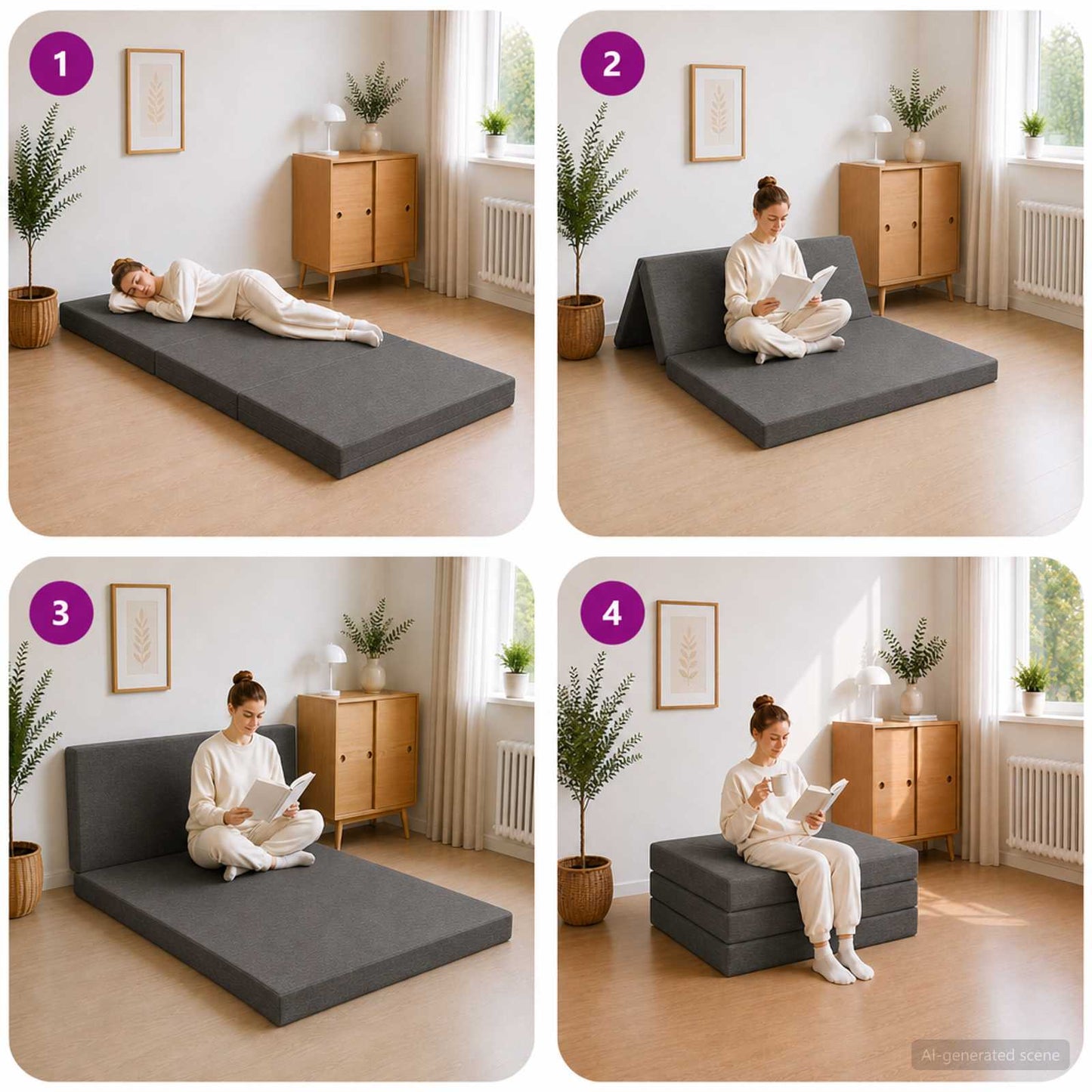 vidaXL Κρεβάτι Καναπέ Αναδιπλούμενο 200 x 80 x 15 cm Σκούρο Γκρι