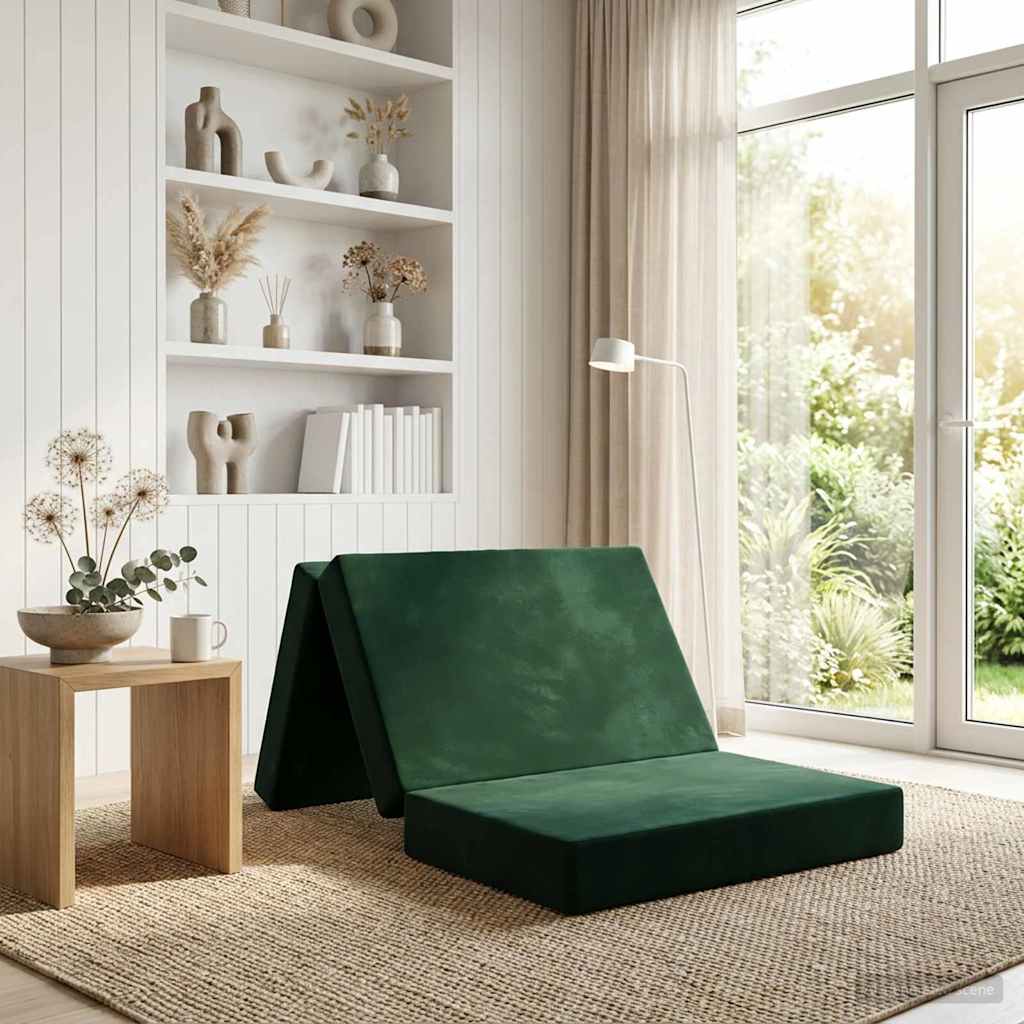vidaXL Κρεβάτι Καναπέ Αναδιπλούμενο 90 x 67 x 45 εκ Σκούρο Πράσινο