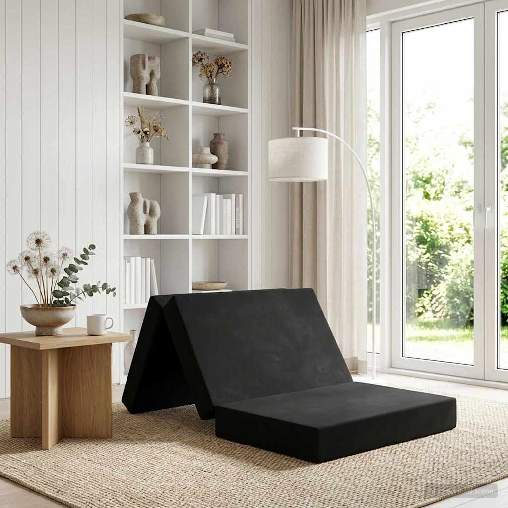 vidaXL Κρεβάτι Καναπέ Αναδιπλούμενο 200 x 100 x 15 cm Μαύρο