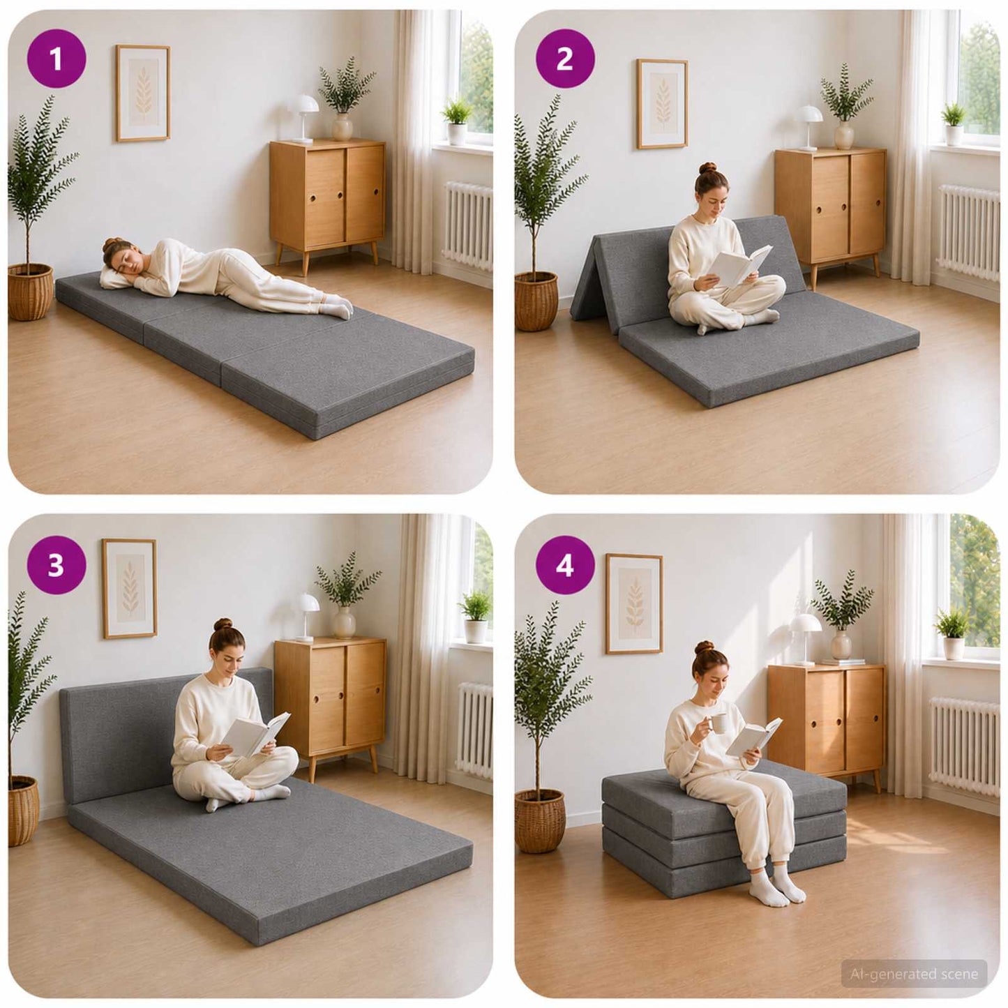vidaXL Κρεβάτι Καναπέ Αναδιπλούμενο 200 x 90 x 15 cm Ανοιχτό γκρι