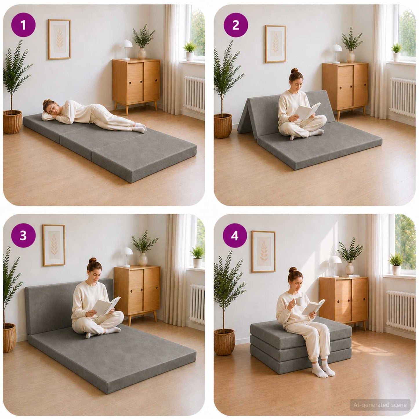 vidaXL Κρεβάτι Καναπέ Αναδιπλούμενο 200 x 90 x 15 cm Ανοιχτό γκρι