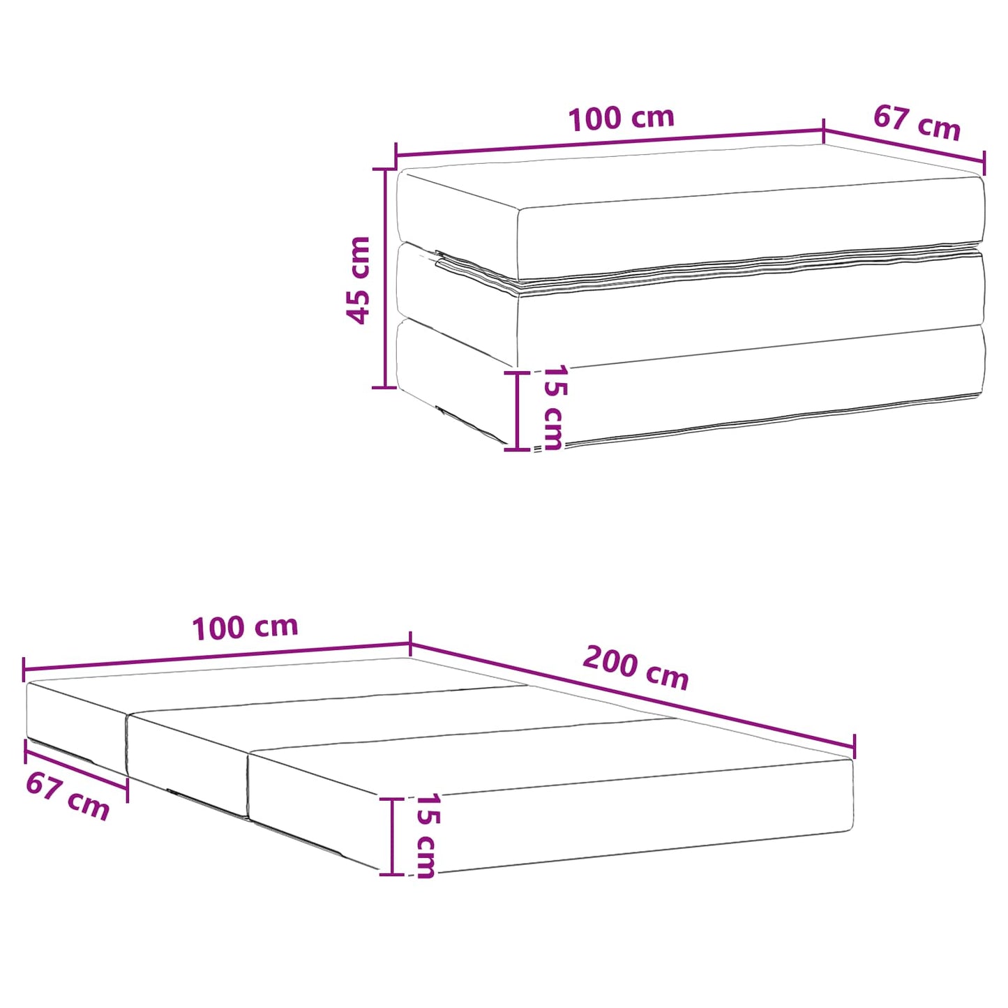 vidaXL Κρεβάτι Καναπέ Αναδιπλούμενο 200 x 100 x 15 cm Σκούρο Γκρι
