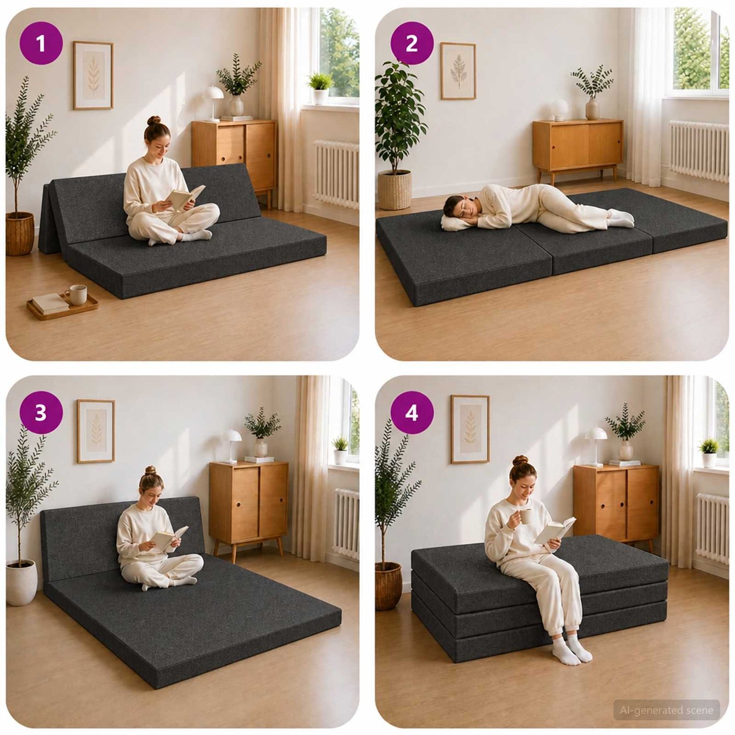 vidaXL Κρεβάτι Καναπέ Αναδιπλούμενο 200 x 120 x 15 cm Σκούρο Γκρι