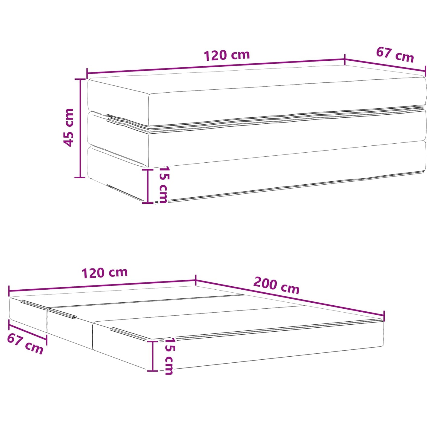 vidaXL Κρεβάτι Καναπέ Αναδιπλούμενο 120 x 67 x 45 εκ Μαύρο
