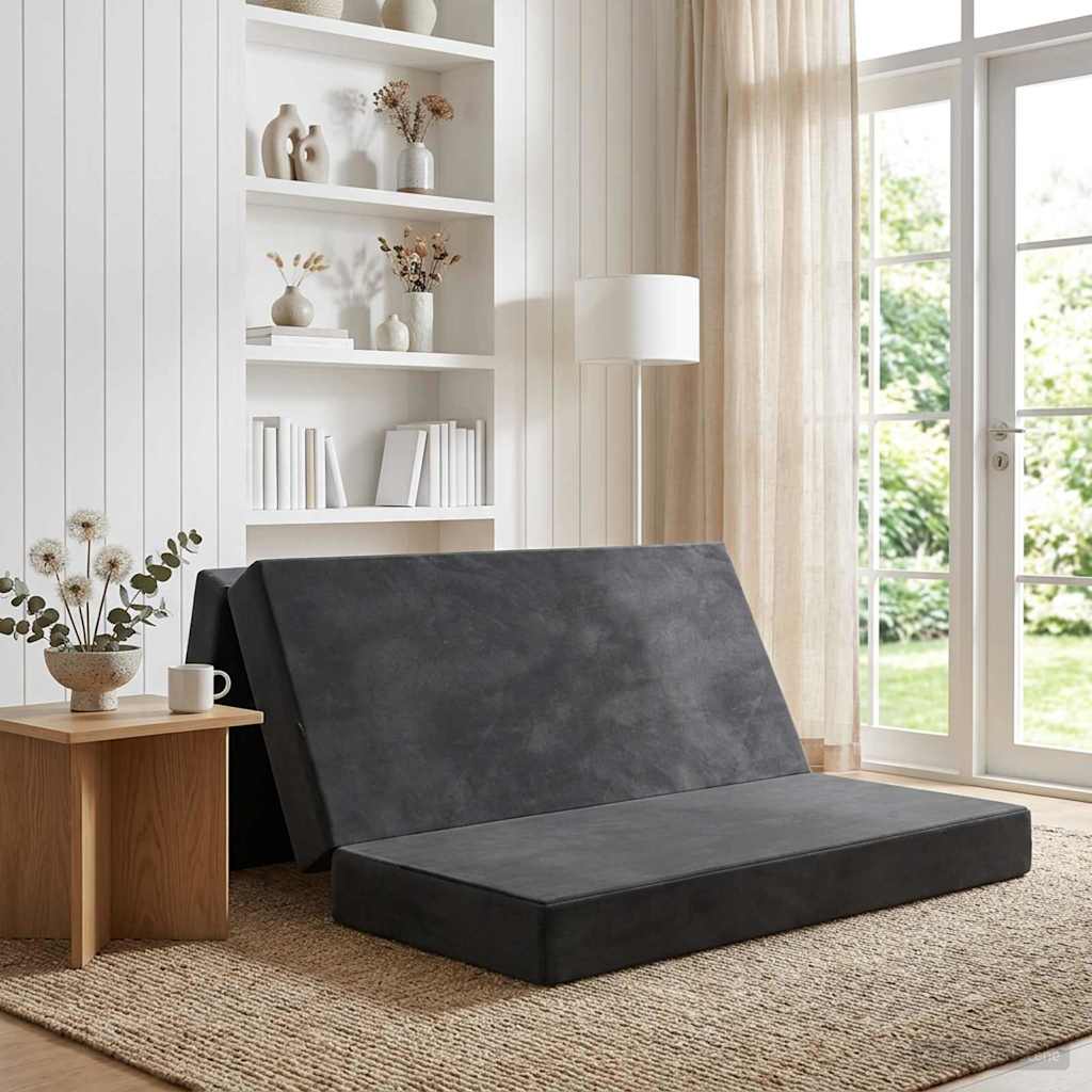 vidaXL Κρεβάτι Καναπέ Αναδιπλούμενο 200 x 160 x 15 cm Σκούρο Γκρι
