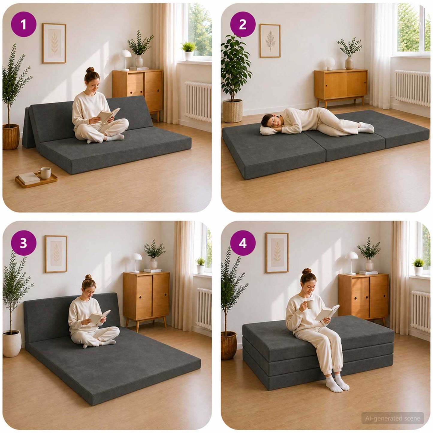 vidaXL Κρεβάτι Καναπέ Αναδιπλούμενο 200 x 160 x 15 cm Σκούρο Γκρι