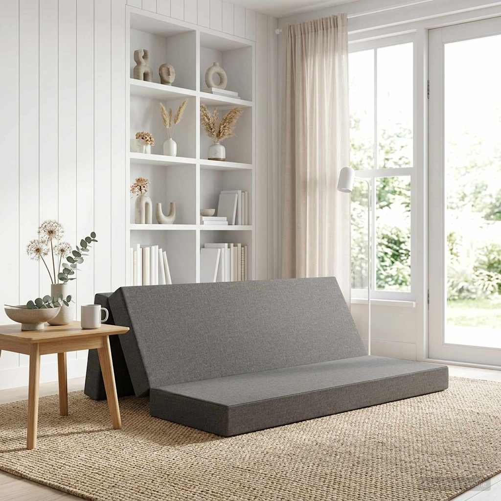 vidaXL Κρεβάτι Καναπέ Αναδιπλούμενο 200 x 200 x 15 cm Ανοιχτό γκρι