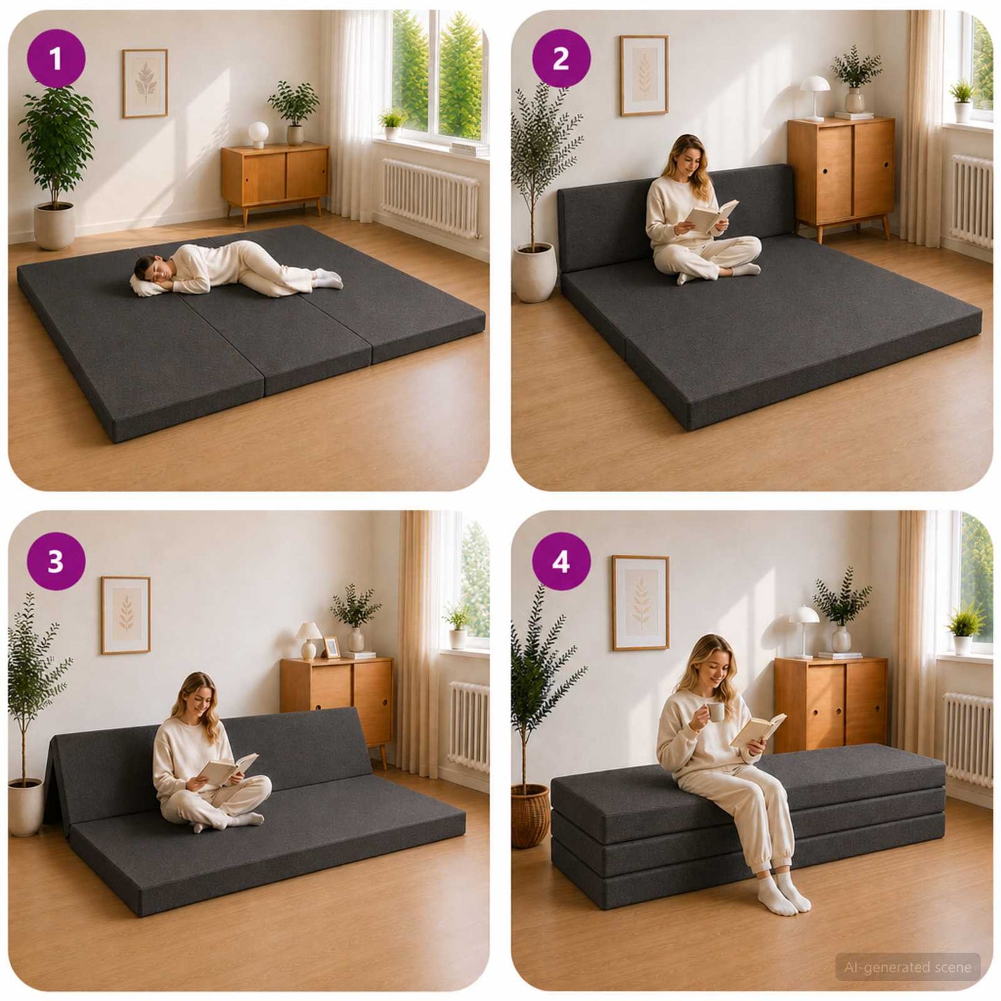 vidaXL Κρεβάτι Καναπέ Αναδιπλούμενο 200 x 180 x 15 cm Σκούρο Γκρι