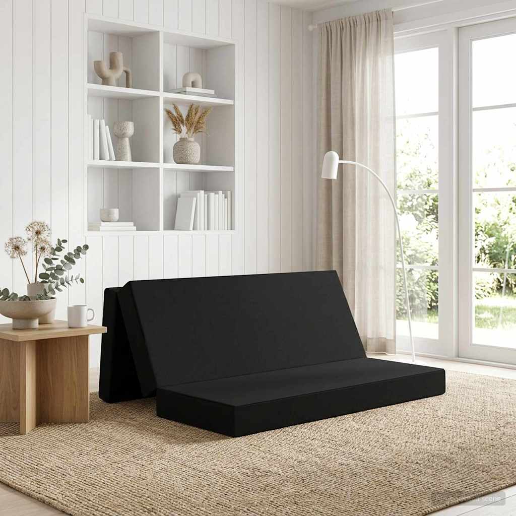 vidaXL Κρεβάτι Καναπέ Αναδιπλούμενο 200 x 200 x 15 cm Μαύρο