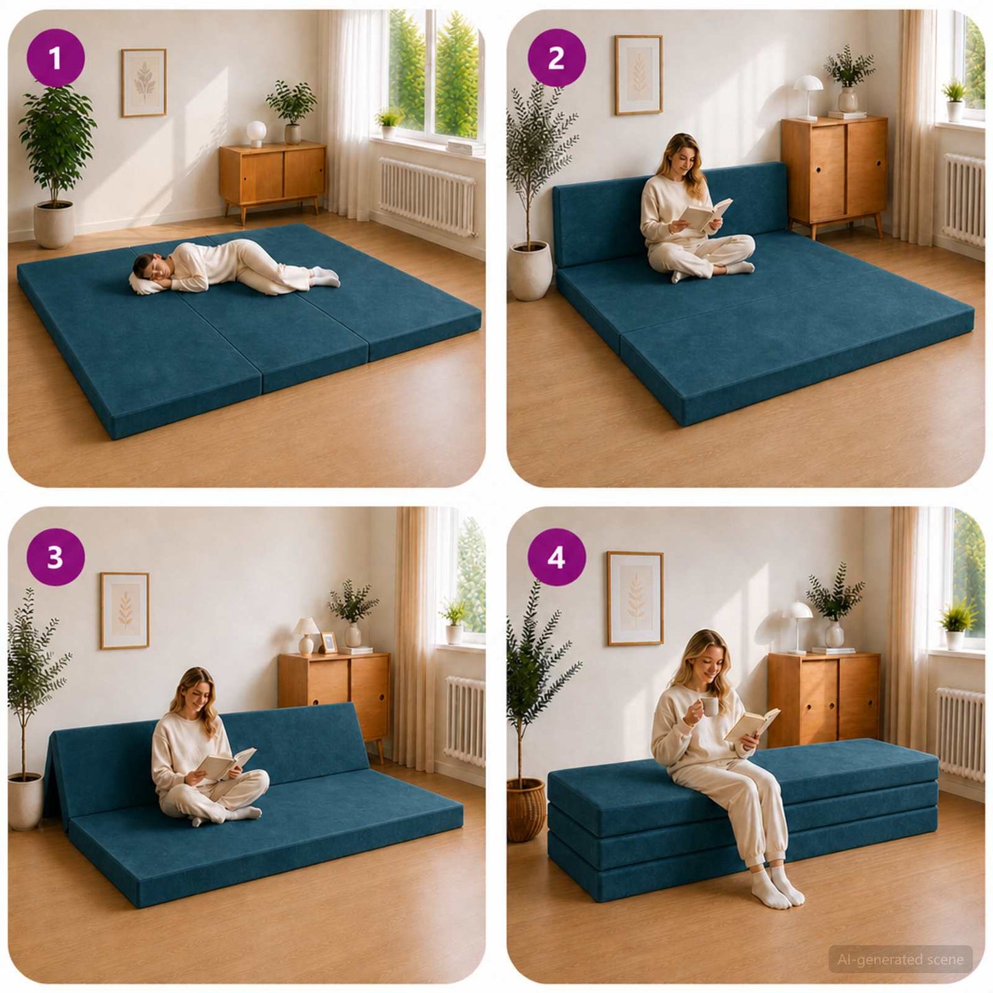 vidaXL Κρεβάτι Καναπέ Αναδιπλούμενο 180 x 67 x 45 εκ Μπλε